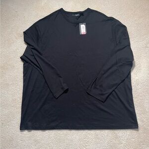 Men’s Big & Tall Murano Liquid Cotton Black Long Sleeve  T shirt Size 4X